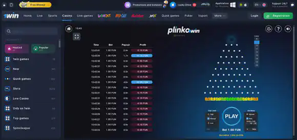Play 1win Plinko online