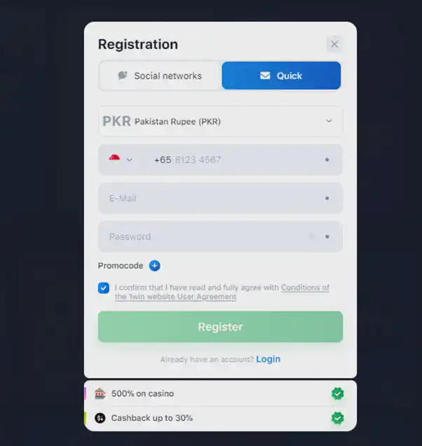 1win online registration